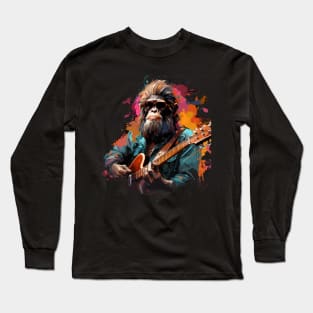 Monkey Playing Guitar Long Sleeve T-Shirt